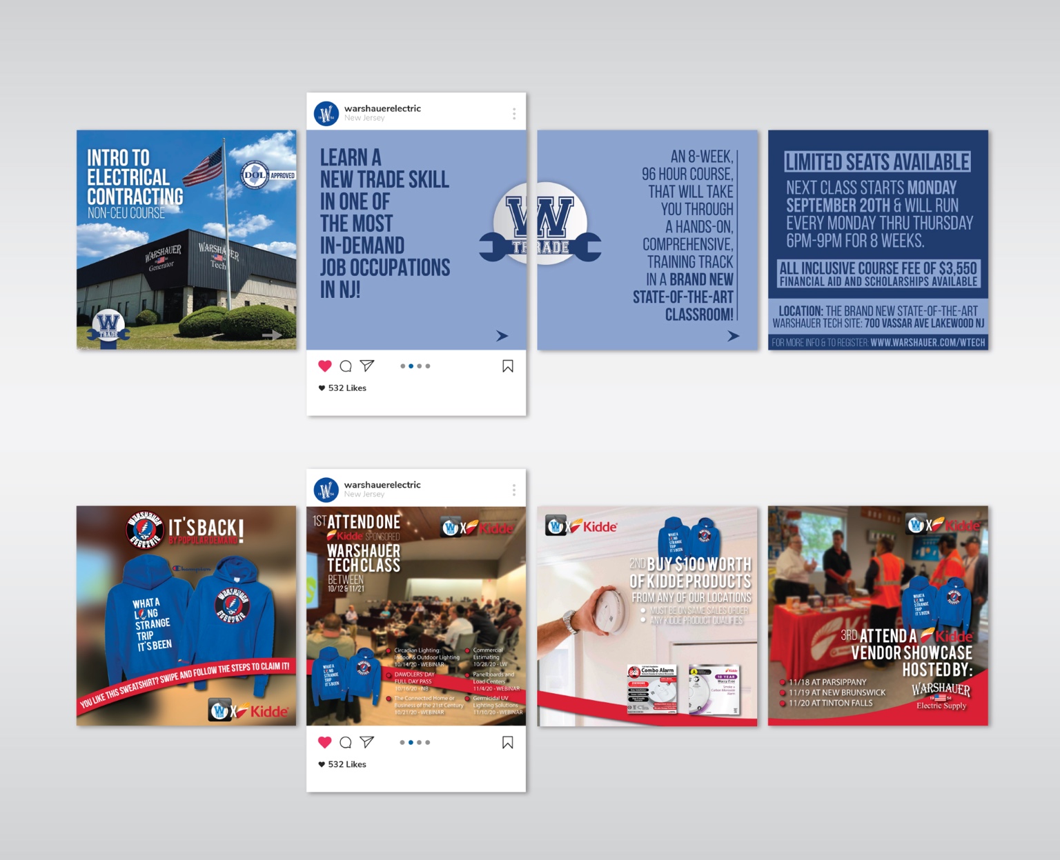 Warshauer Electric Supply social media design collection